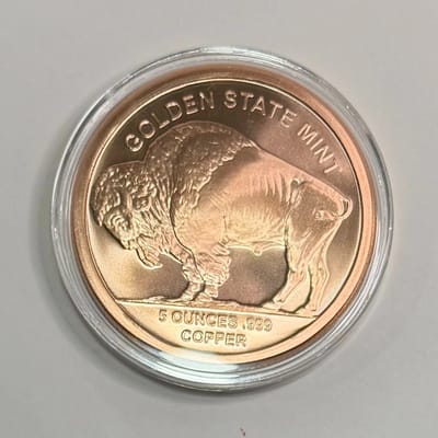 5 oz Buffalo Copper Round SEALED in Capsule - additional view