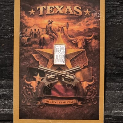Texas Lone Star 1 Grain .999 Silver Alamo Card