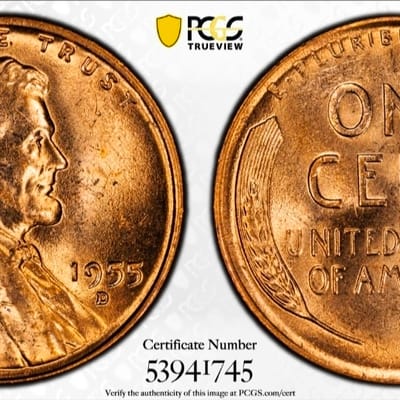 1955-D Lincoln Wheat Cent DDO FS-101 PCGS MS65RD D