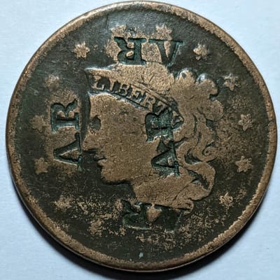 1837 Coronet Head Large Cent OLD Copper Penny  - additional view