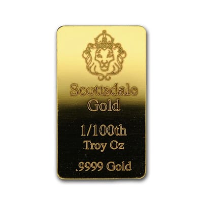 1/100 oz Scottsdale Mint Gold Bar BU From Mint