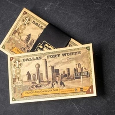 1 DFW Texas GOLDBACK 1/1000 24K Pure Gold Note - additional view
