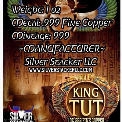 King Tut 1oz .999 Fine Colorized Copper In Display - additional view