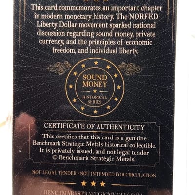 NORFED Era 1 Grain .999 Fine Silver Bar "Liberty"  - additional view