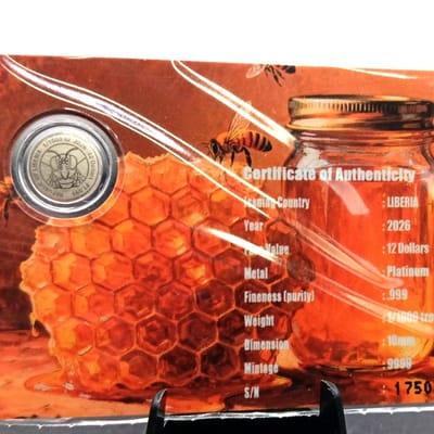 2026 Liberia Honey Bees 1/1000 oz Platinum round