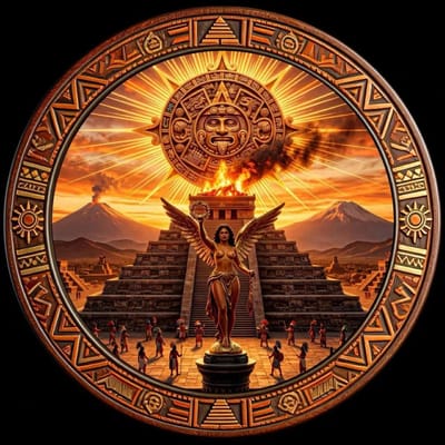 Aztec Empire Angel Mayan Calendar Colorized 5 oz - additional view