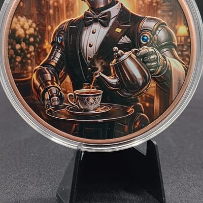 5 oz  Copper Round .999 Gearheart the Butler - additional view