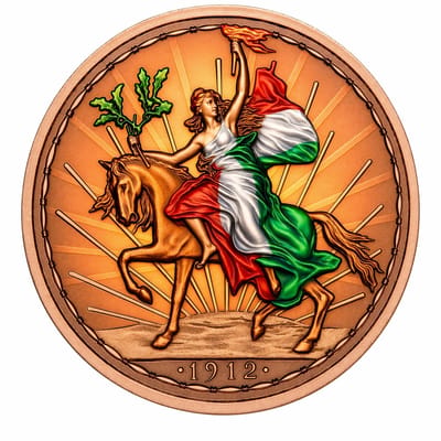  1912 Caballito Tribute 1 oz Colorized Copper Art 