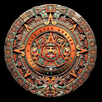 Aztec Empire Angel Mayan Calendar Colorized 5 oz