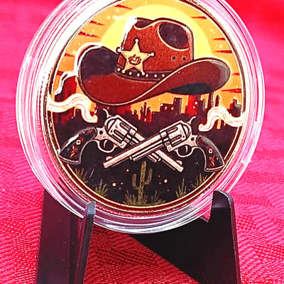 1oz .999 Fine Copper Colorized Round  six-shooters