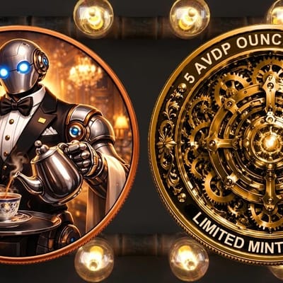 5 oz  Copper Round .999 Gearheart the Butler