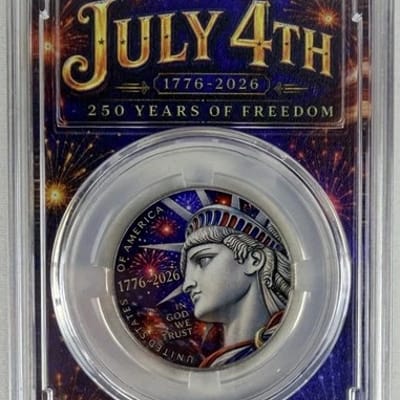 July 4th 250 Years of Freedom Half Dollar in Slab - additional view