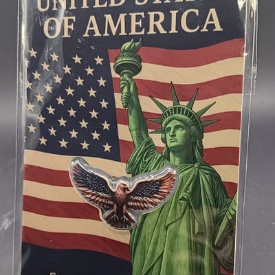 5 Gram .999 Silver Eagle Bar In Assay Card USA 