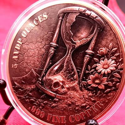 5 oz .999 Copper Round Memento Mori Memento Vivere - additional view