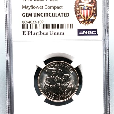 1776-2026 p 25c mayflower compact NGC Graded
