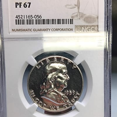 1959 Franklin Silver Half – Graded NGC PF Gem 67