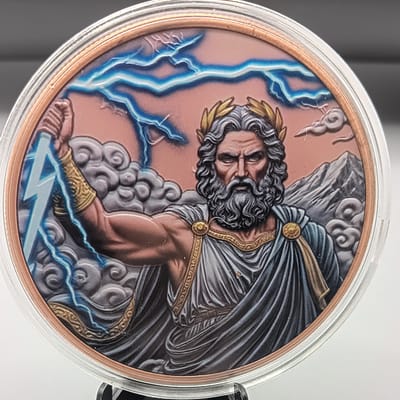5 oz Copper Zeus Backed By Liberia Colorized