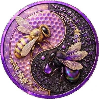 HONEY BEE Lavender flower Yin Yang 1 Oz Copper 