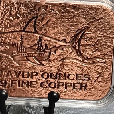 5 oz Shark Bait Colorized Copper Bar GLOW In DARK - additional view