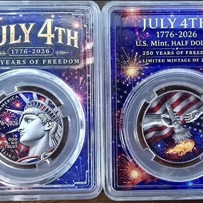 July 4th 250 Years of Freedom Half Dollar in Slab