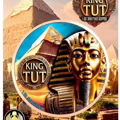 King Tut 1oz .999 Fine Colorized Copper In Display