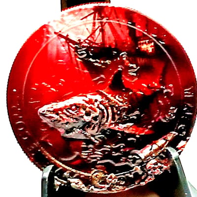 1 oz .999 Copper Round Shark Super High Relief 3D