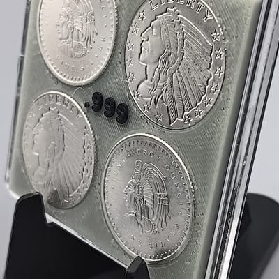 4 Mixed 1/10 oz .999 Silver Rounds in Case