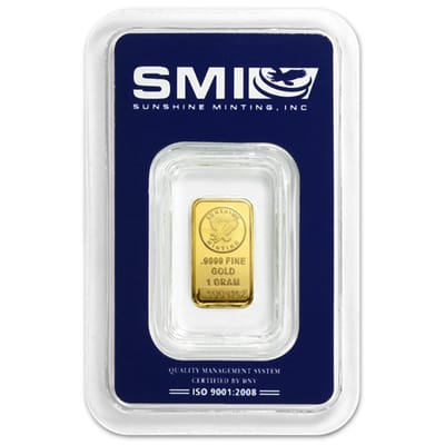 1 Gram Sunshine Mint .9999 Fine Gold Bar In Assay 