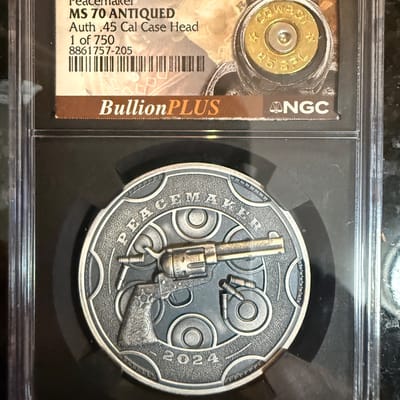 2024 1oz Peacemaker MS70 Antiqued