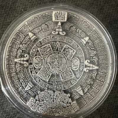 2022 Komsco Aztec Sun Stone Calendar 2 oz .999 Sil