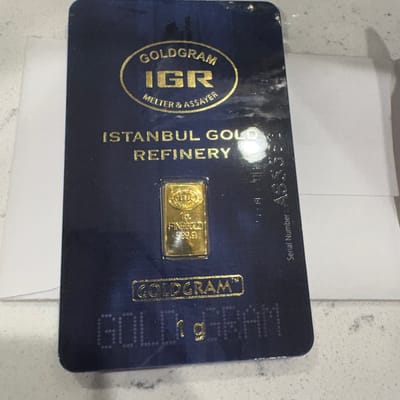 IGR 1 Gram 999.9 Gold Bar in serial numbered assay