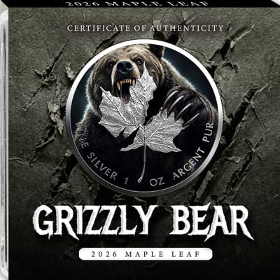1 oz Silver Maple Leaf Coin 2026 GRIZZLY Colorized