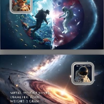 1g Silver Bar Over-Under Space-Ocean Colorized