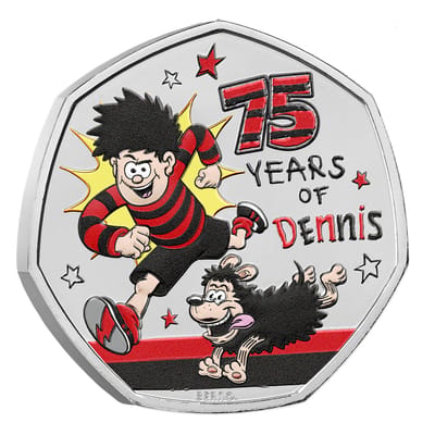 Dennis the Menace 2026 UK 50p BU Colorized Coin