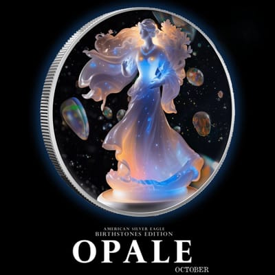 1 oz. Silver Eagle 2024 Birthstones October OPAL