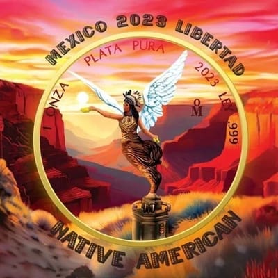Libertad 1oz Silver Coin NATIVE AMERICAN Gold Gild