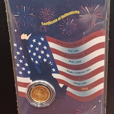 2026 July 4th Independence Day 1/1000 oz Gold Coin - additional view