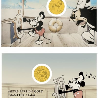Steamboat Willie 1/1000 oz. Gold Round 