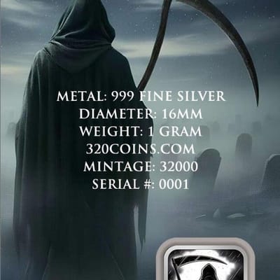 Gram Reaper 1 g Silver Bar Carded Colorized BU - additional view