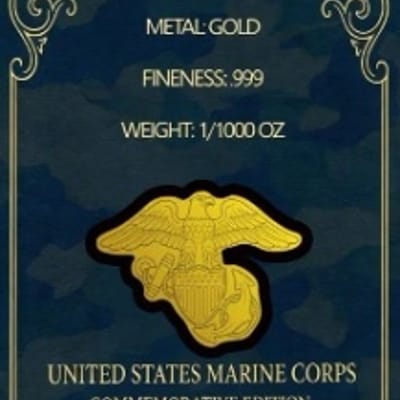 COMING SOON 2026 US Marines 1/1000 oz Gold Shaped - additional view