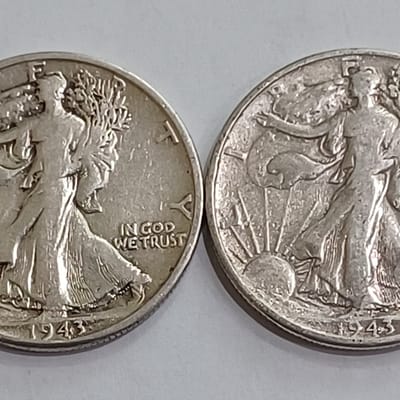 1943-P-S Walking Liberty Half Dollars 90% Silver