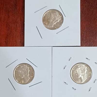 3 x 1/10 oz Silver Round Mercury Dime Golden State