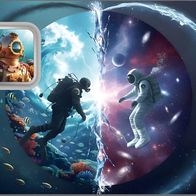 Over & Under, Space & Sea, Colorized 1g Silver Bar