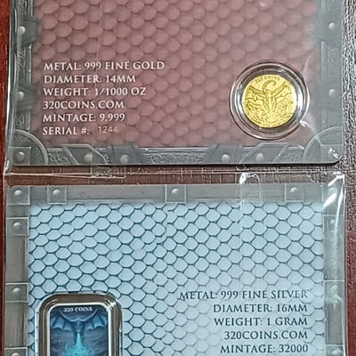 Fire & Ice Dragon 2Piece Set 1g Silver 1/1000 Gold - additional view