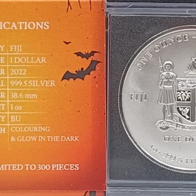 2022 Fiji Halloween Pumpkin 1oz Silver Coin Glow - additional view