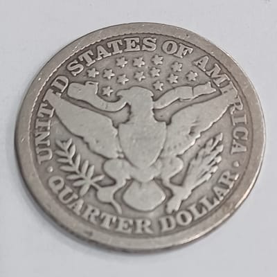 1897 Barber Quarter 90% Silver Vintage US Coin - additional view