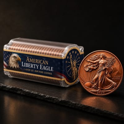 20 - 1oz Copper Rounds Tube American Liberty Eagle - additional view