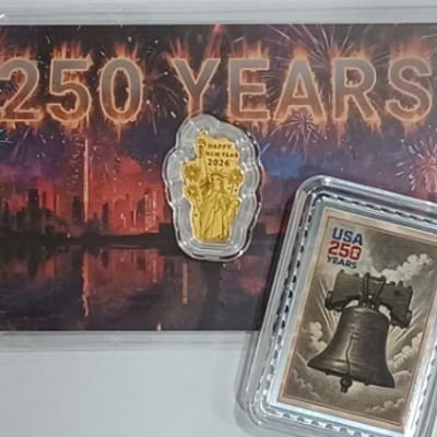 USA 250 Set 1/10 oz Silver Bar 1/1000 oz Gold