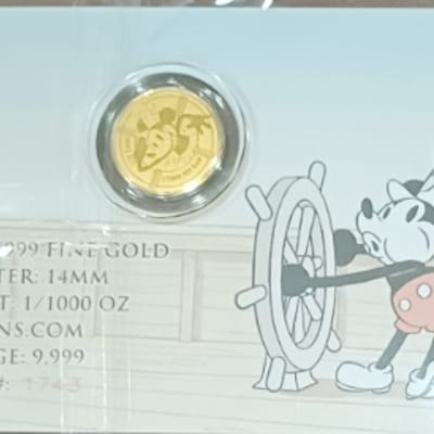 2026 Mickey Steamboat Willie 1/1000 oz Gold Round - additional view