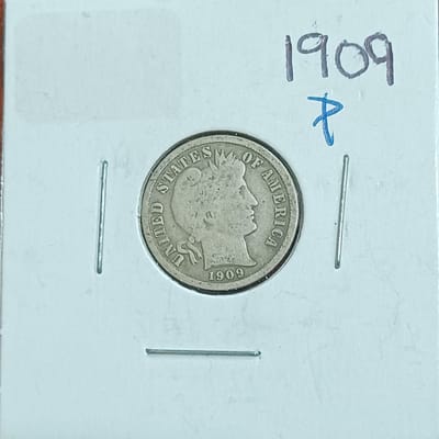 1909-P Barber Dime 90% Silver US Coin